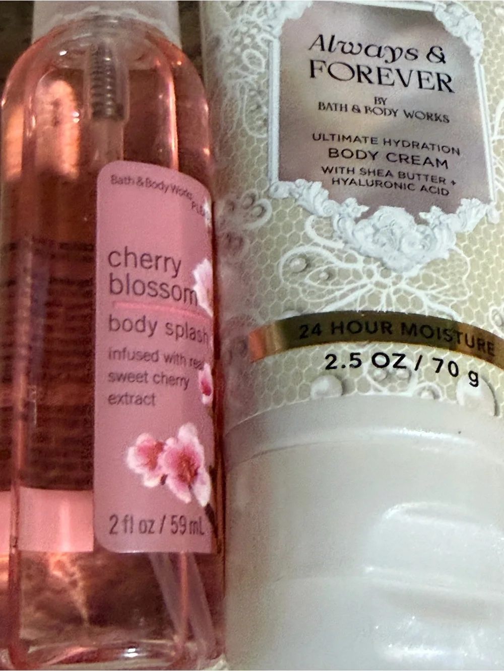 Bath & Body Works Always & Forever Body Cream and Cherry Blossom Body Splash